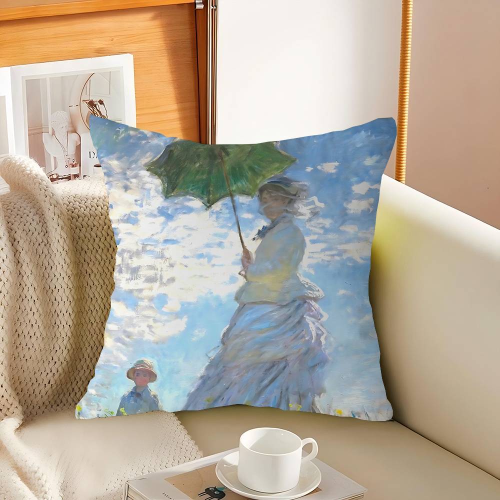 Claude Monet Classic Art Collection Cat Pillow Cover For Bedroom Room And Living Room Sofa Decorative Cushion Cover