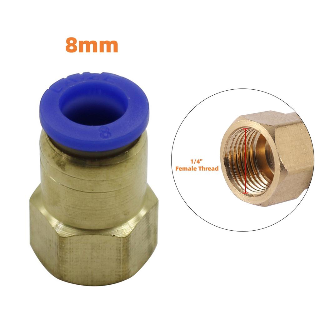 Pneumatic Air Pipe Quick Connector 1/8" 1/4" 3/8" 1/2" Female Thread To 4/6/8mm Irrigation Washing Slip-lock Straight Joint 3Pcs