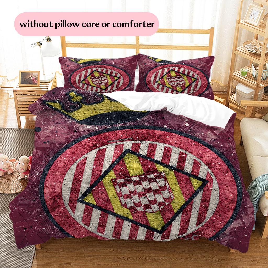 Girona FC Football Club  Pattern Bedding Quilt Set  Home Decoration  Gift (1 * duvet cover + 2 * pillowcase  without core)