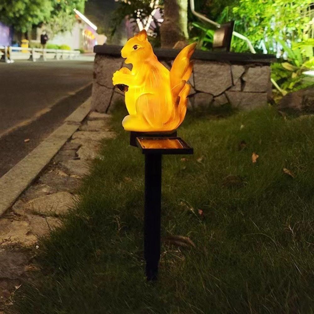 Waterproof Solar Animal Lamp Ground Insertion Realistic Outdoor Solar Light Decorative Cute Rabbit Squirrel Lawn Light