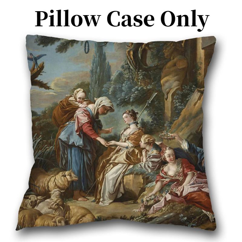 Oil Throw Painting Pillow Case Linen Suede Soft Cushion Cover Decoration Room