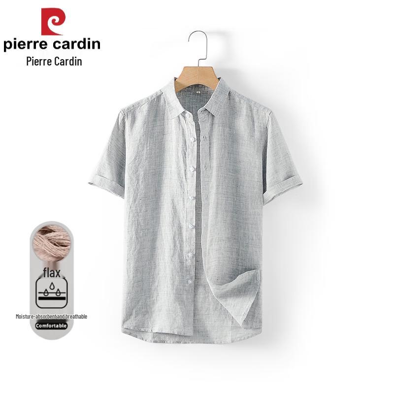 Pierre Cardin Men s Loose Fit Linen Short Sleeve Shirt S