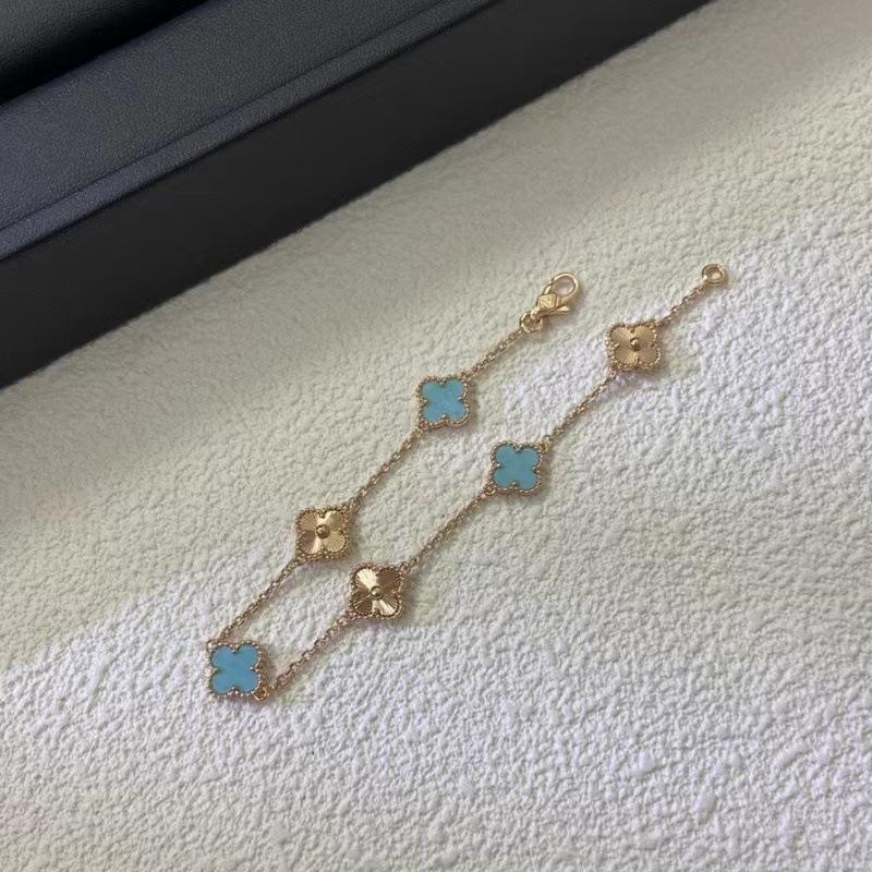 9MM Mini Six-flower Four-leaf Clover Bracelet White Mother-of-pearl Purple Chalcedony CNC Craft Simple and Versatile High-end Bracelet
