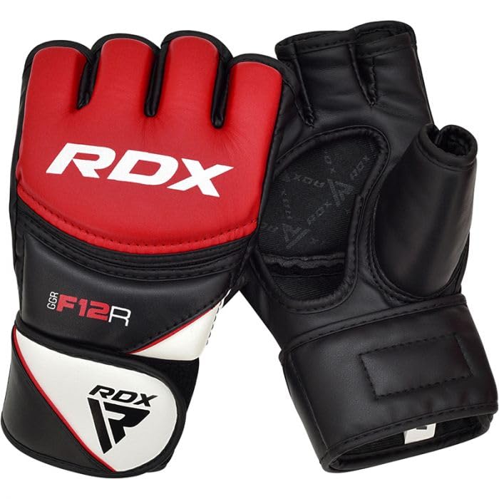 Authentic RDX Maya Hide Leather Open Finger Gloves for Martial and UFC Available In Various Colors and Sizes Boxing, Kickboxing, Arts, MMA, F12, (Red,