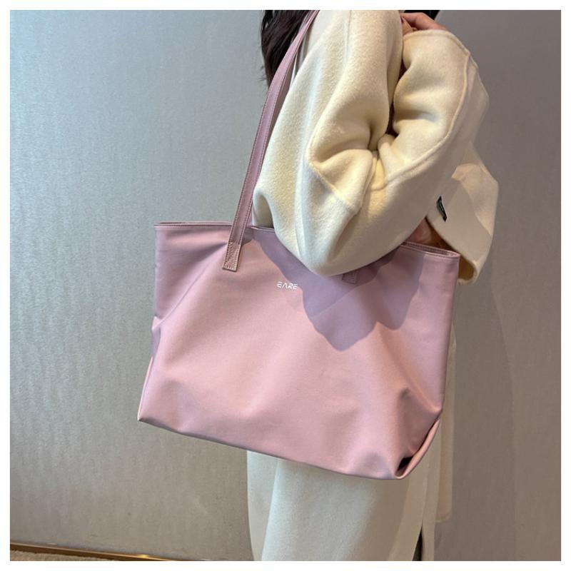 Solid Colored Cloth Bag Female Student Shoulder Bag Simple and Large Capacity Tote Bag Commuting Handbag