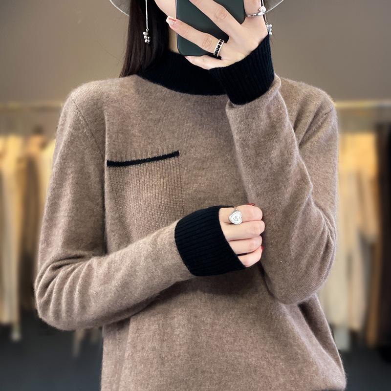 

Color-blocking Cardigan for Women In Autumn and Winter New Soft and Fluffy Cashmere Knitted Base Shirt Fashionable and Versatile Sweater XXL