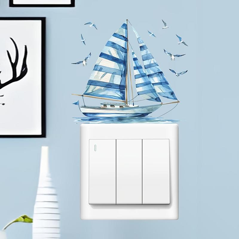 Blau Ton Meeresleben Glasaufkleber Badezimmer Waschbecken Dekorativer Aufkleber Wandaufkleber Selbstklebend Abnehmbar Hausdekoration