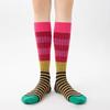 Herbst Winter Ins Mode für Frau Farbverlauf Gestreift Bunte Retro Wadensocken Baumwolle Hohe Röhre Weiche Sport Damen Casual Sox