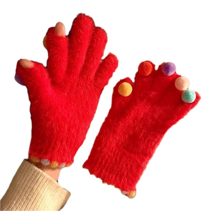 Winter Warm Touchscreens Gloves Faux Furs Texting Gloves Fuzzy Soft Winter Gloves for Outdoor Skiing Cycling Hiking