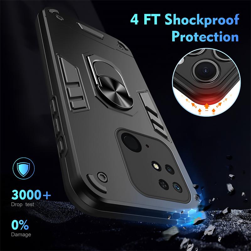 Armor Funda Für Xiaomi Redmi 10C Hülle Hart PC Silikon Stoßfest Rückseite für Redmi10C 10 C Auto Magnetring Ständer Coque
