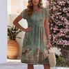 Women's Summer Fashion Casual Round Neck Short Sleeve Floral Print Dress