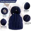 Winter Beanie Hat With Large Faux Fur Bobble Pom Pom Winter Fur Knitted Hat For Outdoor Camping Ski Caps