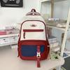 Women Large Capacity Schoolbag Campus Color Block Backpack Multi-Compartment Student Travel Backpack