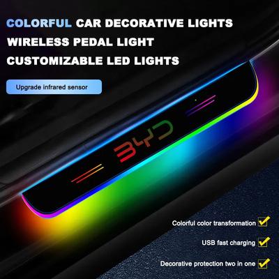 Car LED Wireless Acrylic Threshold Light For BYD ATT0 3 Dolphin Han, Song, Tang Qin Yuan, Seals Tang E6 F3 F0 G3 I3 Ea1 Song Max