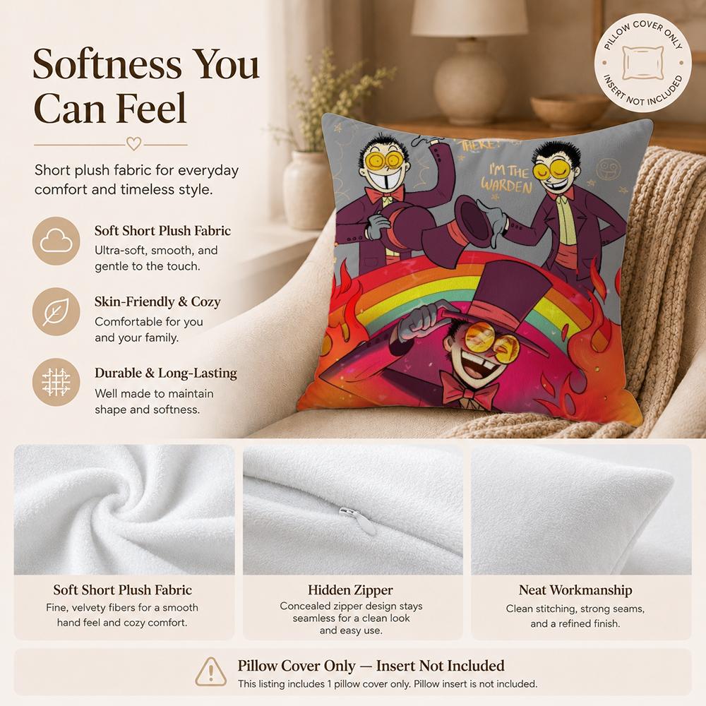Cartoon S-SuperjailS Cushion Cover Double-Sided Printed Pillow Cover Hypoallergenic Dust-Mite Proof