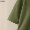 ZANZEA Women Casual Turn Down Collar 3/4 Sleeve Loose Blouse