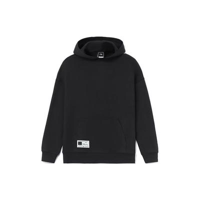 Li Ning Sports Trend Series Small Logo Pocket Solid Color Loose Hoodie Unisex Hoodies Black AWDR869-7
