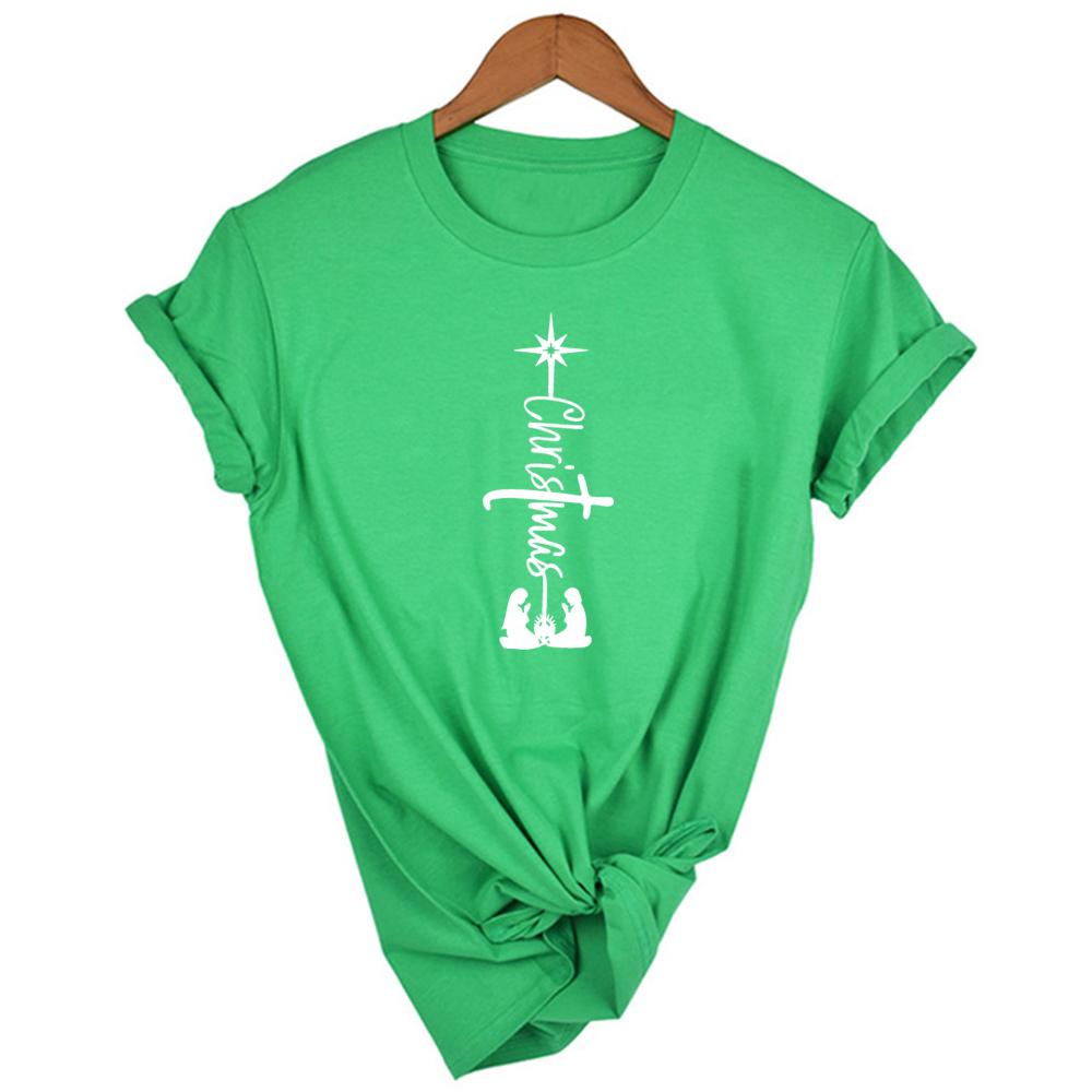 Christmas Jesus Print Women Graphic T Shirts Harajuku Christian Faith Hope Love Female Short Sleeve