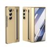 Luxury Leather Hinge Phone Case for Samsung Galaxy Z Fold 7 6 5 4 3 Screen Glass S Pen Slot Shockproof Cover for Galaxy Z Fold 6