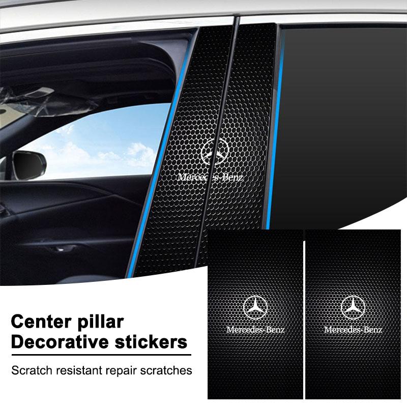Car Emblem Center Pillar Sticker Auto Door Decorative Stickers For Mercedes Benz AMG W212 W205 W246 W177 W176 W213 GLC GLE GLS ML Welcome Laser Lamp