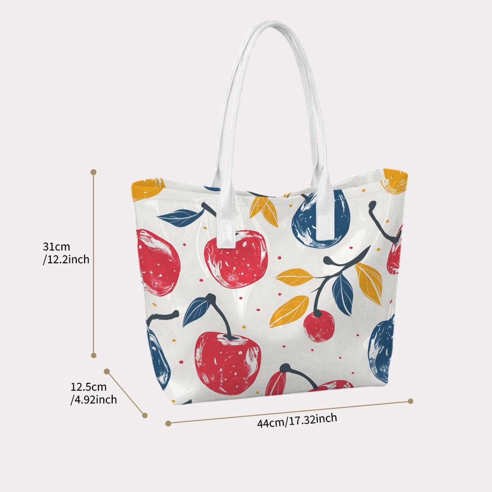 Cherry Pattern Shoulder Bag Casual Daily Portable Tote Bag for Shopping Travel Use