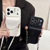 Crossbody Necklace Leather Silicone Phone Case for IPhone 11 12 13 14 15 16 17 Pro Max 16 Plus Wallet Card Holder Slot Cover