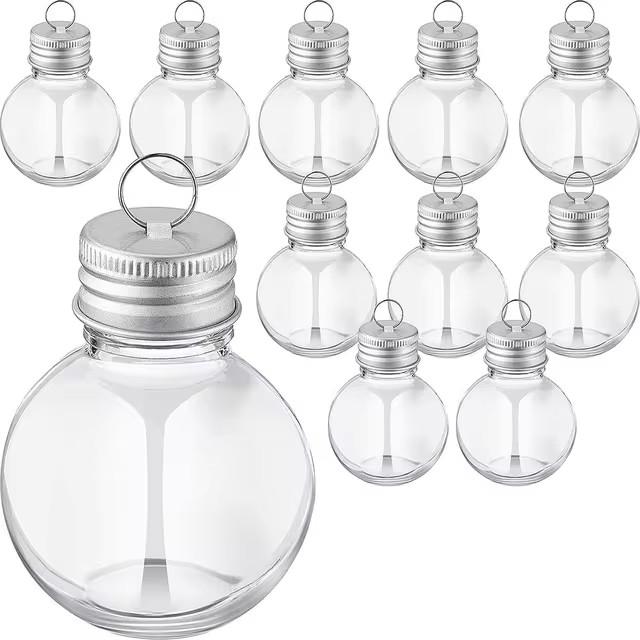 10 szt. Ozdoba choinkowa Wypełniana Butelka na alkohol Woda Żarówki Kształt Plastik Przezroczysta Kula Świąteczna Zawieszka Dekoracja Domowa na Imprezę