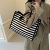 Canvas Bag Women's Large-capacity Tote Bag Bag 2025 New Niche Plaid Mommy Commuter Bag Shoulder Leisure Bag