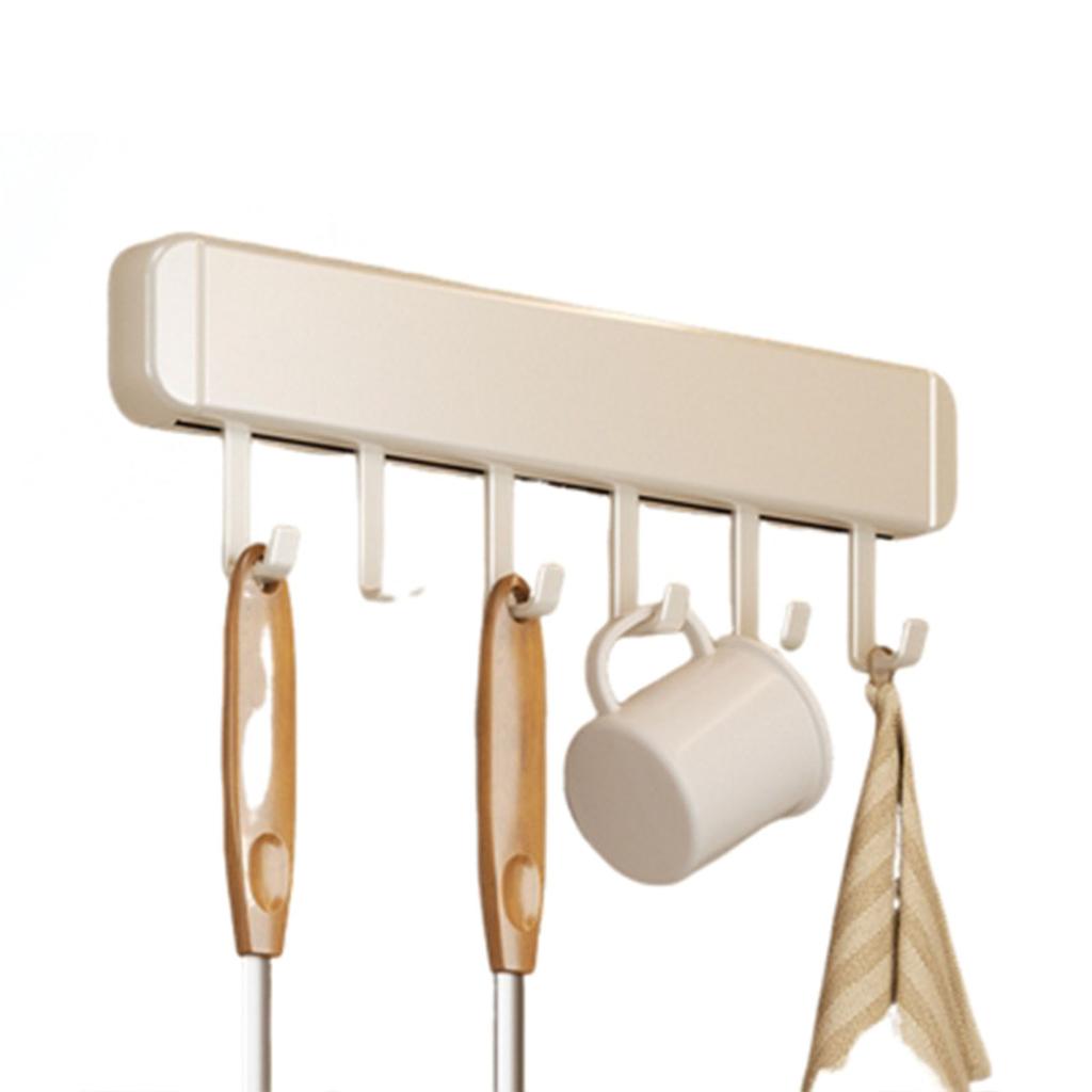 30/40/50cm Stainless Steel Non Perforated Kitchen Hook Rack With Movable Hooks For Spoon Shovel Utensil Organization