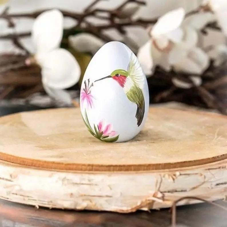 

Painted Vintage Bunny Easter Eggs Tiny Wooden Cute Bunny Eggs Hand Painted Bunny Easter Eggs Decoration