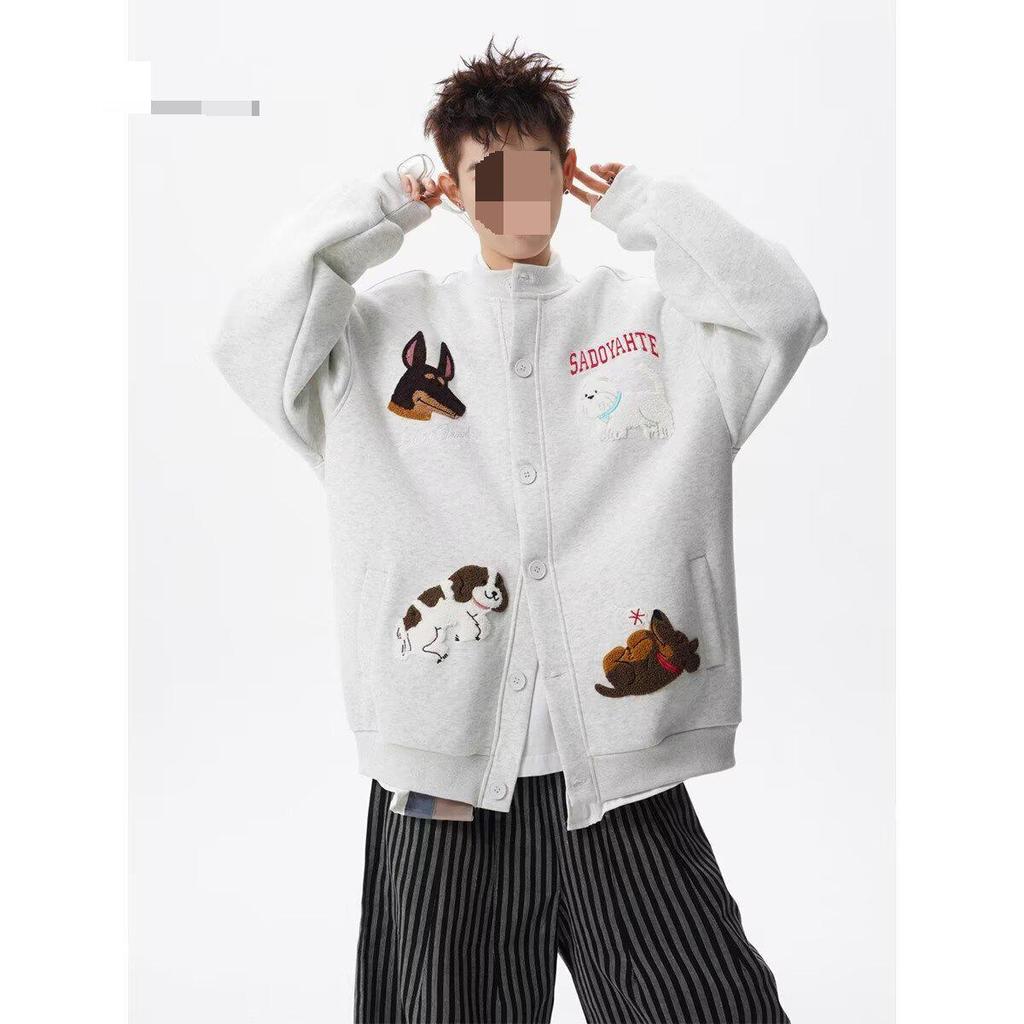 Unisex Ležérní Mikina s Výšivkou Japonského Kresleného Štěněte