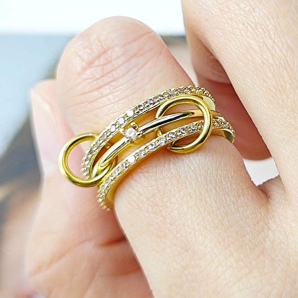 Multiple Layers Stackable Rings For Women Jewelry New Stainless Steel Gold Shiny Zircon Spinelli Kilcollin Ring Male Gifts
