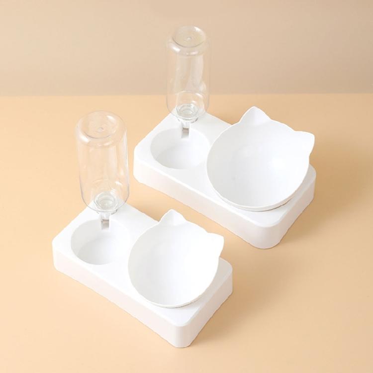 2 in 1 Dog Feeder Cats Food Water Bowl Double Bowl Anti-Leak