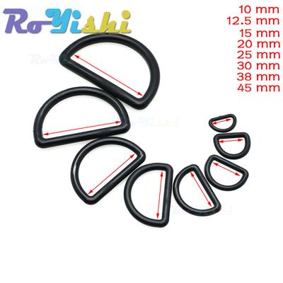 10 Stück/Packung Kunststoff D-Ring Schnallen Gurtbandgröße 10mm 12mm 15mm 20mm 25mm 30mm 38mm 45mm Schwarz