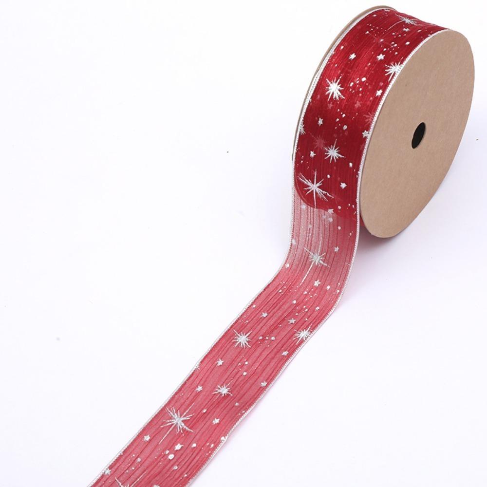New Star Printed Starry Sky Ribbon 25mm Width DIY Gift Bouquet Wrap Ribbon Organza Festive Event Ribbon Cake Decoration