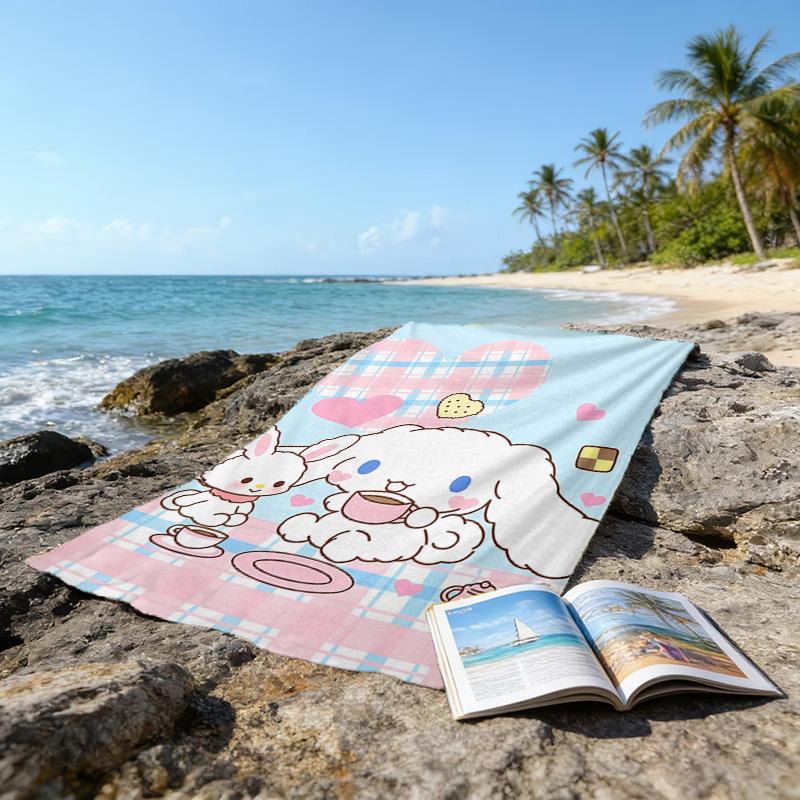 1pc Sanrio Cinnamoroll4 Beach Towel, Beach and Seaside Swimming Pool Equipment, Fashion Pattern, Rectangular, Travel Essentials