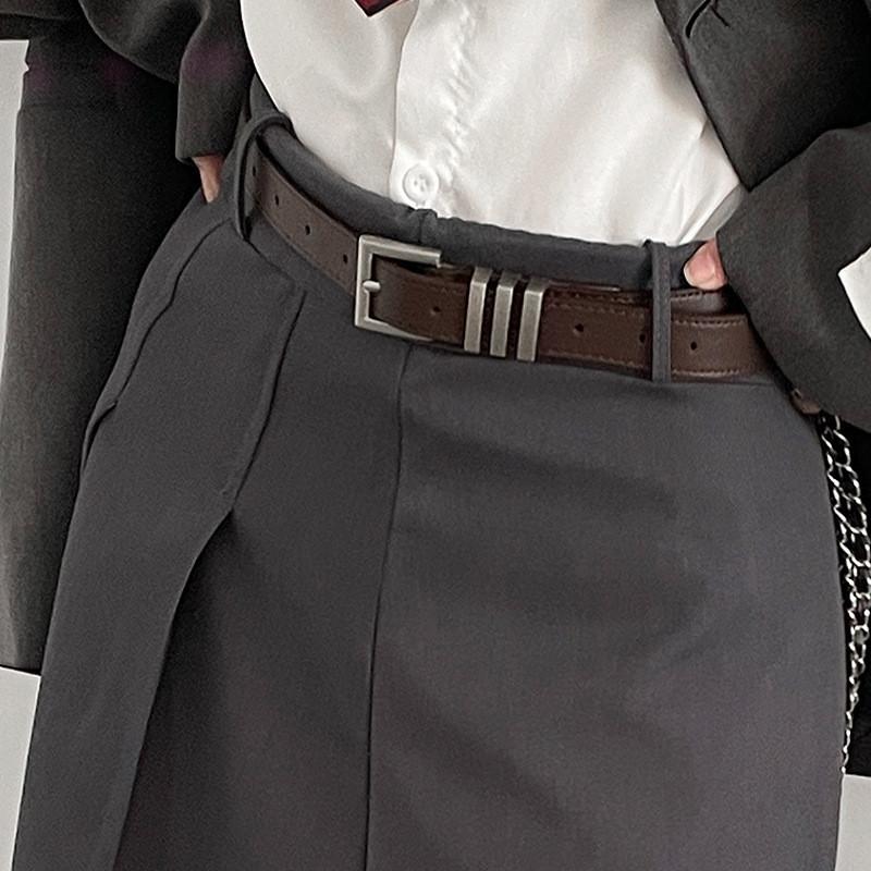

Fashion Pu Leather Belt For Women With Metal Pin Buckle Stylish Decor For Casual Wear Brown