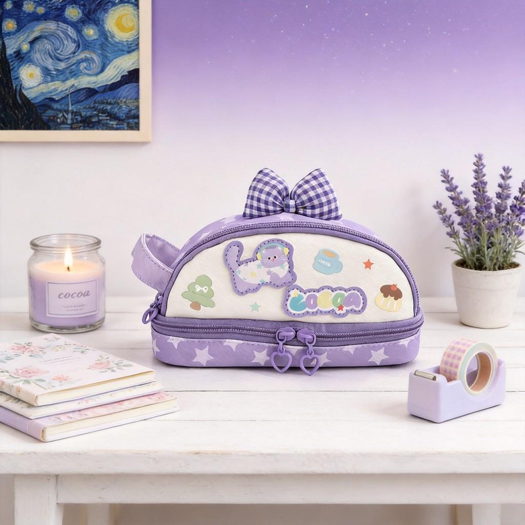 Girl Heart Handheld Pencil Case Large Capacity Portable Stationery Bag For School And Office Use