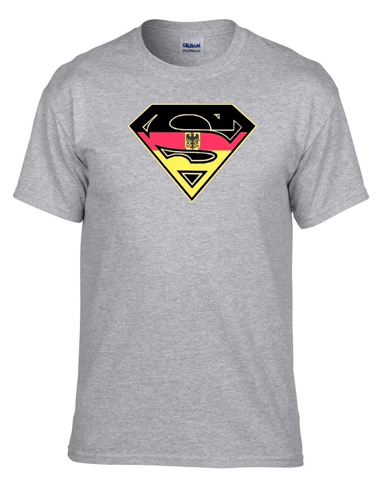Superman Logo Germany Deutschland Flag Grey Kids T-Shirt -355_GR-Kids XXXXL