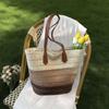 Stylish Woven Straw Tote Bag with Leather Handles Large Capacity Beach Bag for Women Summer Shopping and Travel
