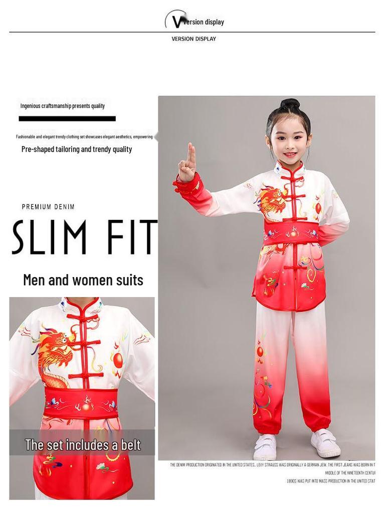 Costumi Graduati per Performance di Arti Marziali per Bambini - Unisex Manica Lunga/Corta per Allenamento e Batteria per Studenti delle Scuole Primarie
