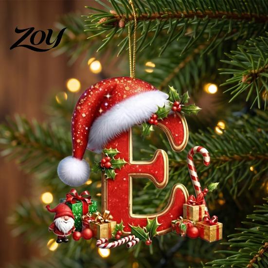 Festive Home Decor 26 Pcs Letters Christmas Ornaments, A-Z Alphabet Acrylic Tree Hanging Holiday Decorations Decoration, Personalized Initial Pendant