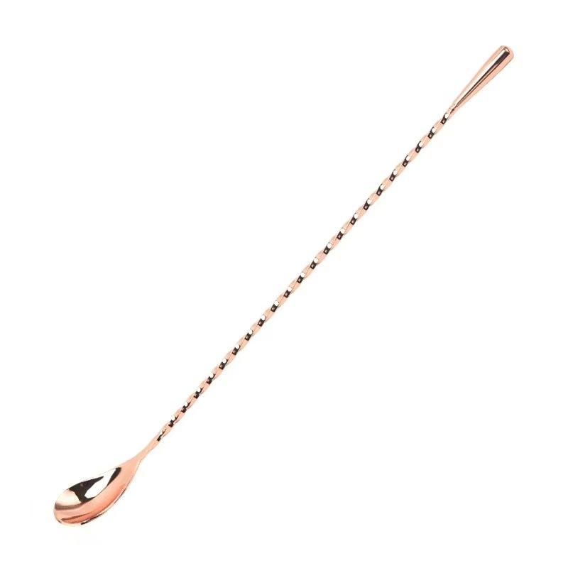 Spiral Pattern Long Handle Mixing Spoon Food Grade Stainless Steel Cocktail Scoop for Home Bar Bartender Drink Making
