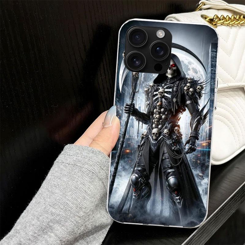 

Death Grim Reaper Skull Scythe Case for iPhone 17 Air 16 16E 15 14 11 Pro Max Soft Phone Cover 12 13 Mini 7 SE 2020 8 Silicone B iPhone 17 Air