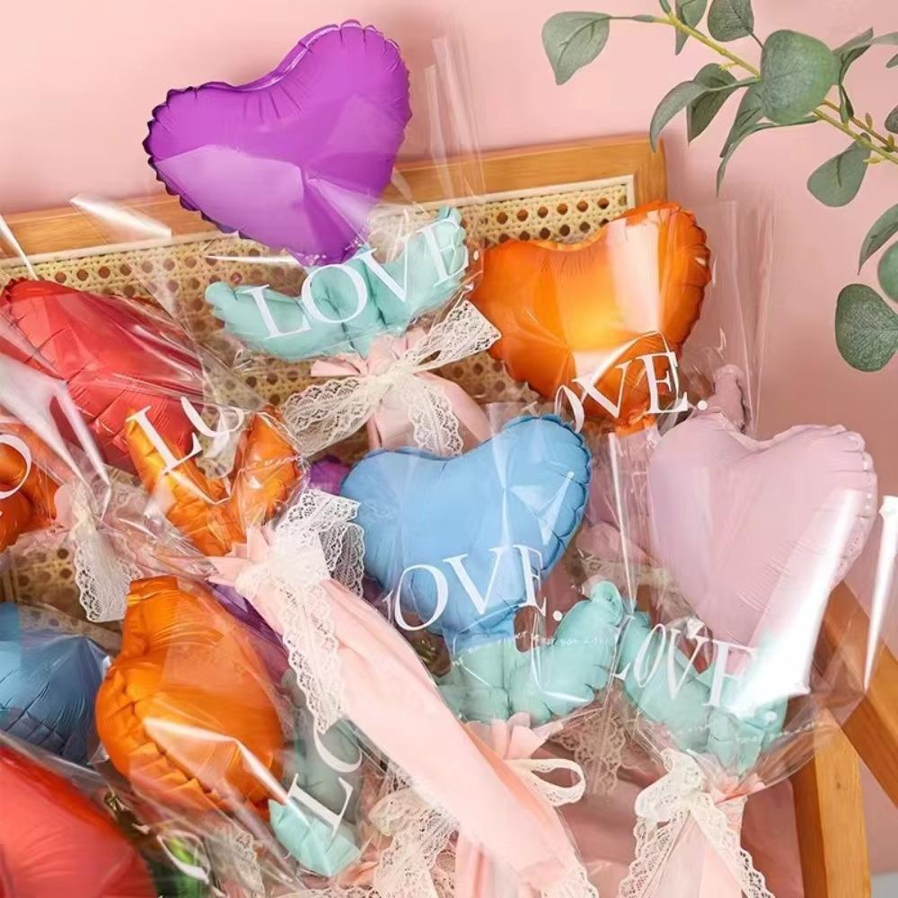 10pcs Colorful Heart Bouquet Foil Balloon Thickened Flower Balloons  Valentine's Day