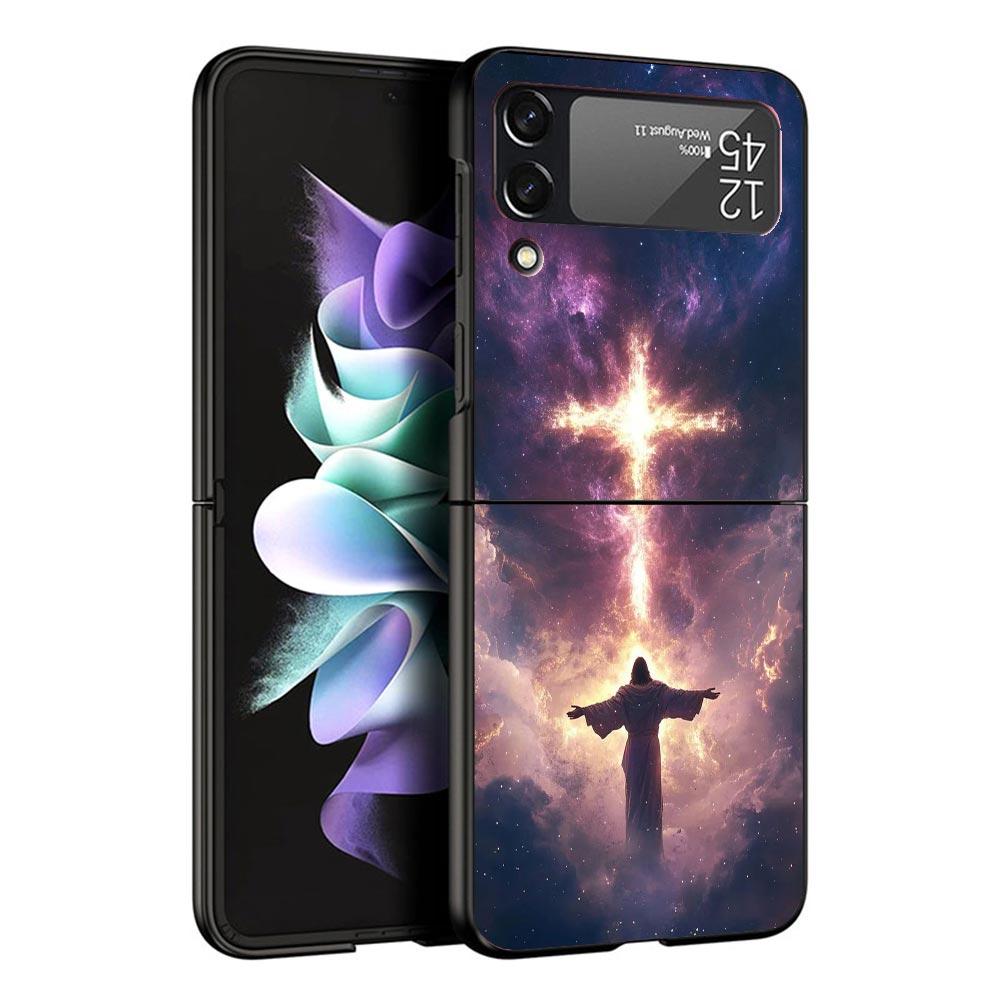 Jesus Bible Black Phone Case For Samsung ZFlip7 ZFlip6 ZFlip5 ZFlip4 ZFlip3 5G Hard Protective Galaxy Z Flip 3 4 5 6 7