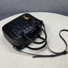 Womens Woven Mini Square Handbag In Genuine Lamb Leather Soft Structured Boston Pillow Bag Daily Wear