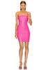 Stylish Party Lambskin Handmade Leather Soft Strapless Dress Women's Fashionable Pink Fit