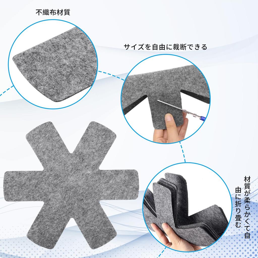 RICISUNG 12-Piece Felt Trivet Protector, Non-Woven Fabric, Heat-Resistant, Non-Slip, Separate, Insulating Trivet, Pan Protector, 3 Sizes