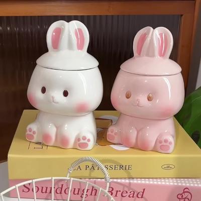 3D Rabbit Ceramic Mug, High-value Covered Coffee Mugs, Breakfast Milk Cups, Couple Kawaii Cup, Birthday and Valentine's Day Gift